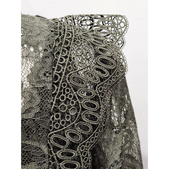 Nwt Cable & Gauge Olive Green Lace Mock Neck Long Sleeve Blouse, S - Picture 6 of 13
